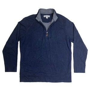 Mizzen+Main Stanton Pullover Golf Sweater Men’s Large Quarter 1/4 Zip Navy Blue